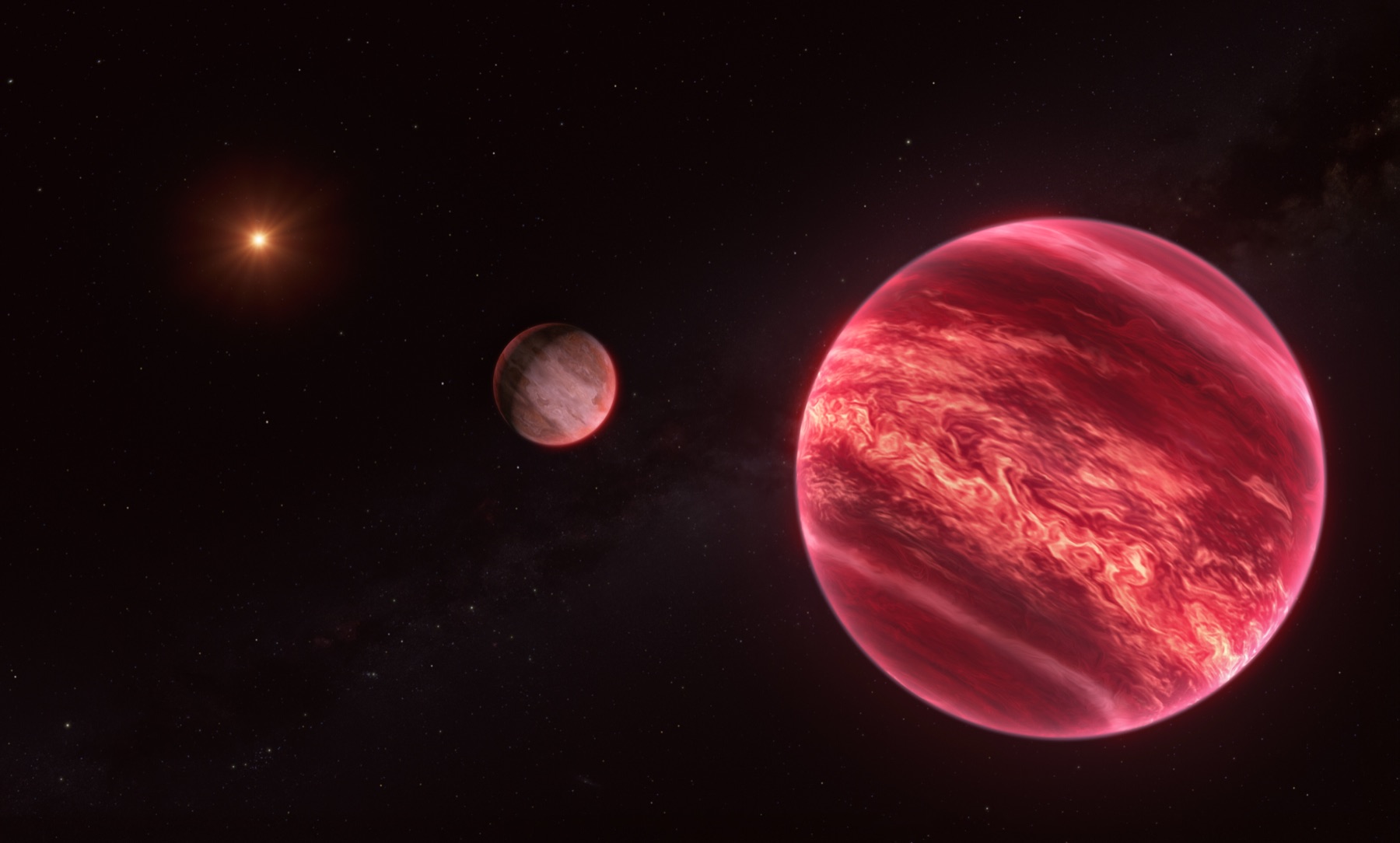 Artist's impression of the CD-35 2722 system, where a Jupiter-mass object orbits a brown dwarf that orbits a star