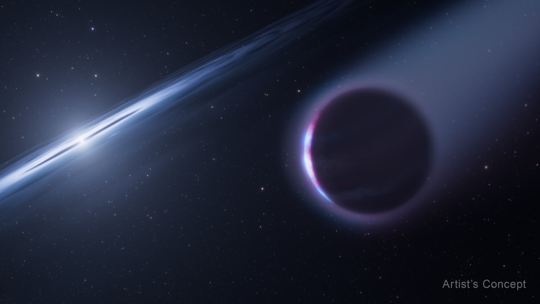 Artist's concept of a gas giant planet orbiting the white dwarf HS 0209+0832