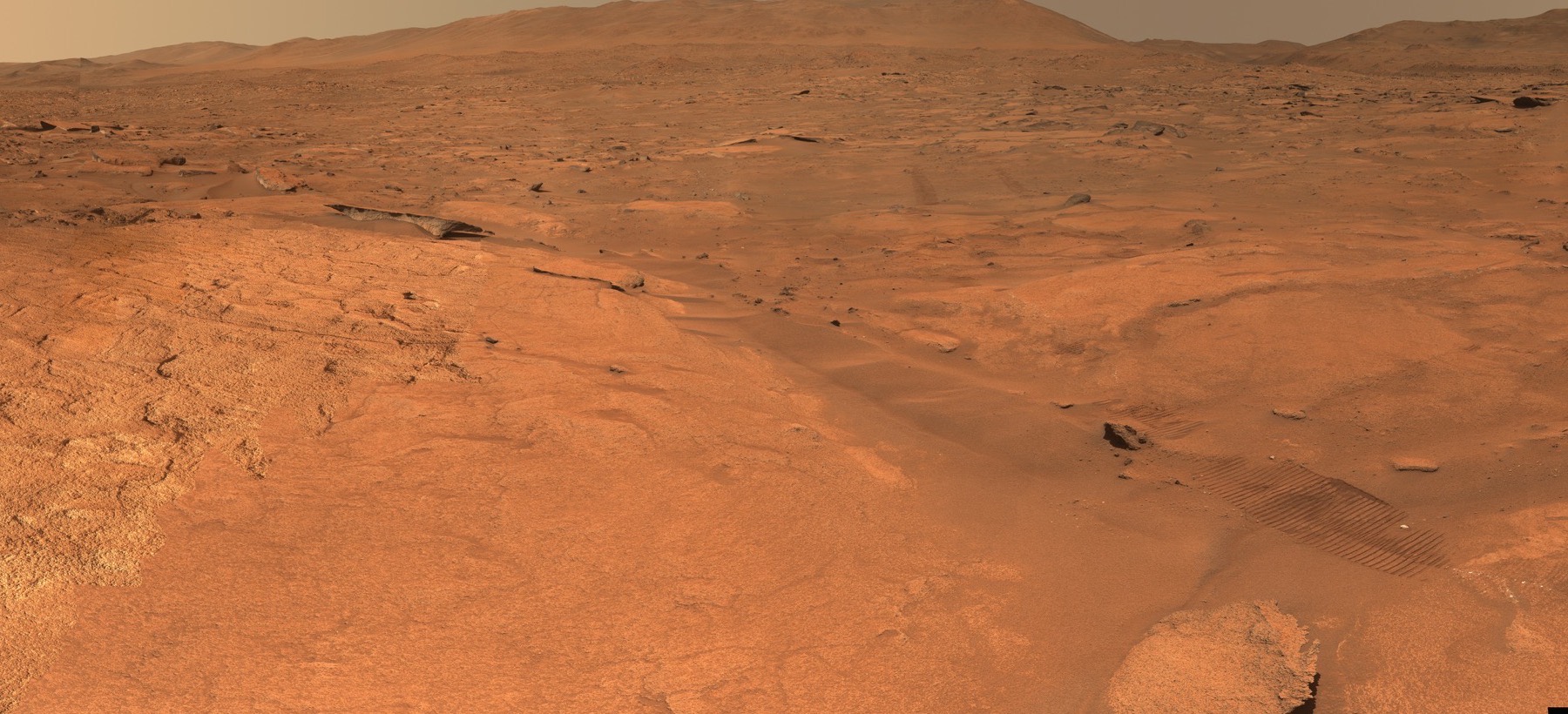 Section of a Perseverance Mastcam-Z panorama of the Turquoise Bay area on the rim of Jezero Crater, Mars
